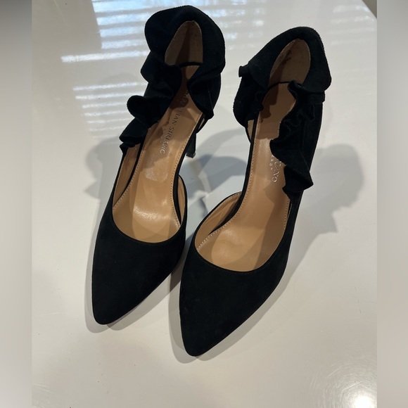 Christian Siriano | Shoes | Christian Siriano Black Velvet Ruffle ...